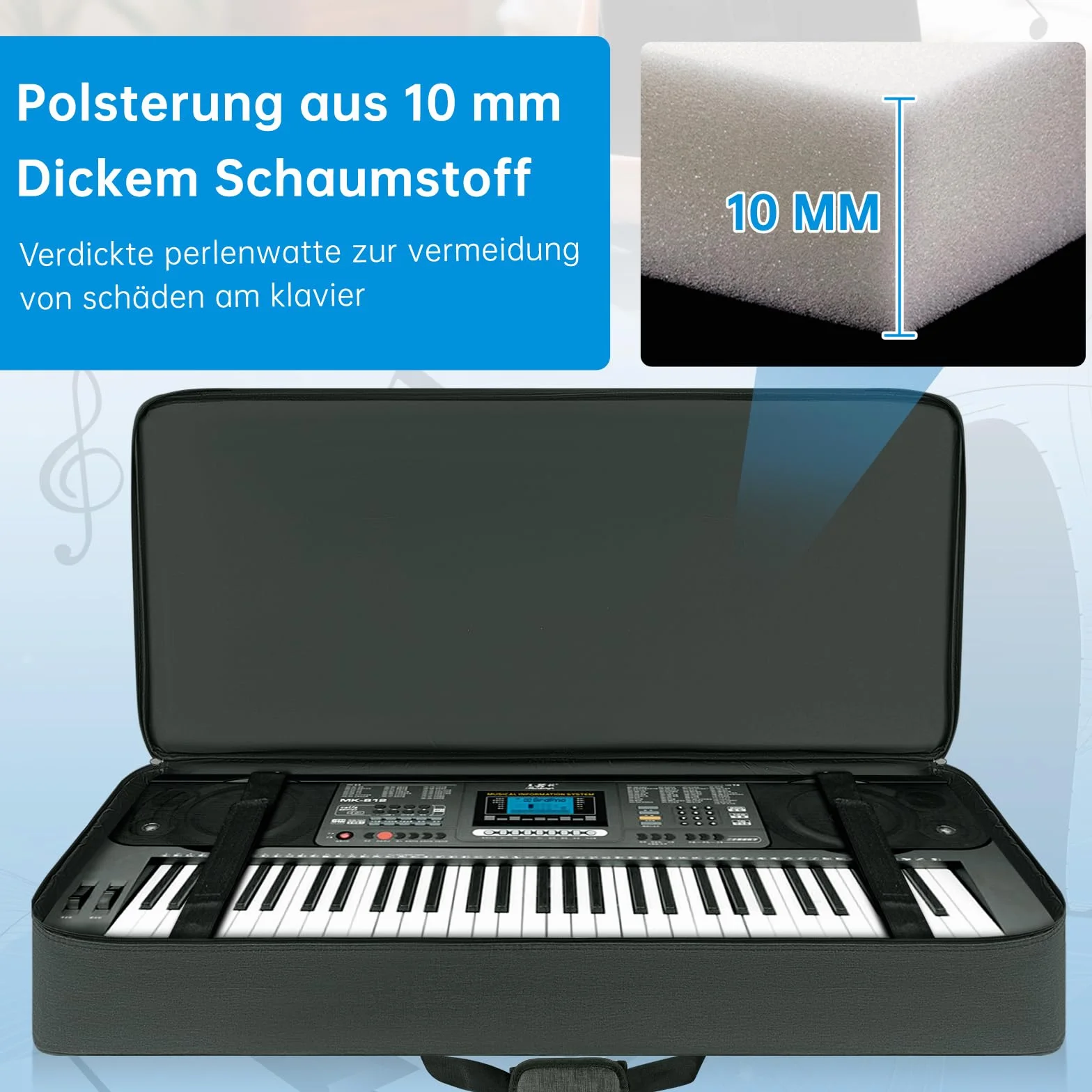 OUUTMEE 61 Bolso para Teclado de 107 x 45 x 16 cm, Funda para Piano de Teclado con Dos Maneras de Llevarlo, Funda de Piano de Teclado de 600D Oxford Resistente al Agua