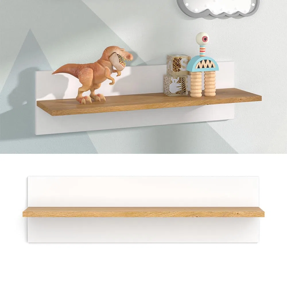 VitaliSpa Estante de Pared para habitación Infantil Malia, Blanco, 70 x 20 cm, para Montaje en Pared con Compartimento Abierto para Libros y decoración