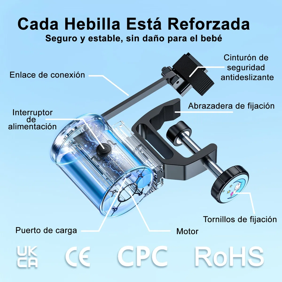 Baby Rocker Manos Libres, Deslizamiento en Curva, Instalación Sin Herramientas con Control Remoto, Mecedora Carro Bebe para Cochecitos y Sillas de Paseo (Negro)