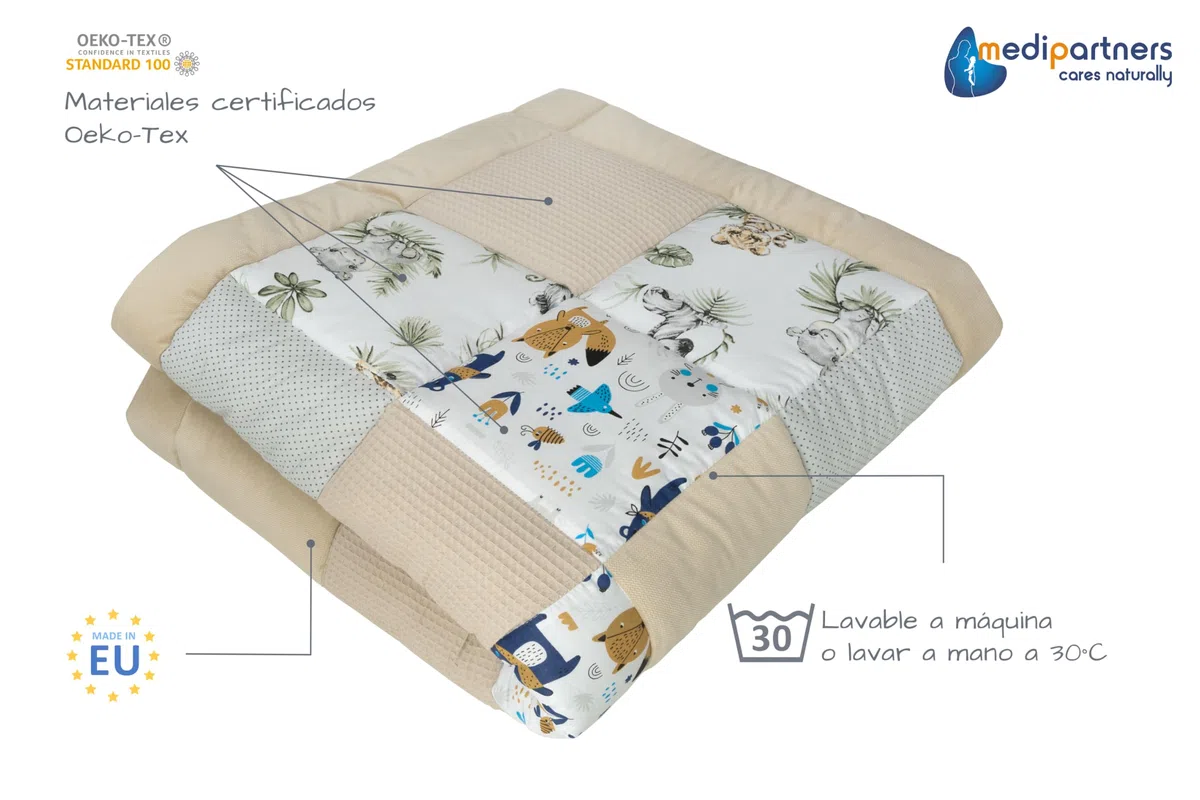 Medi Partners Manta de bebé 100% Algodón 120x120cm Multifuncional Grueso Suave Alfombra de Juego Inserto Parque