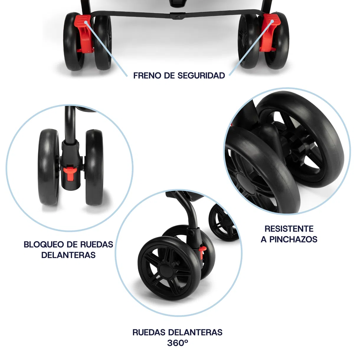 TORAL Silla de paseo ligera Florida para bebé, con respaldo reclinable 5 posiciones, capota XL, cinturón 3 puntos, 8 ruedas, silla paseo bebe desde 6 meses hasta 15 kg