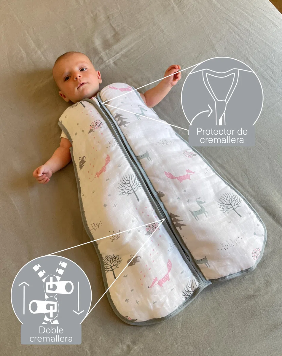 molis&co - Saco de Dormir para bebé 2.5 TOG - 60 cm (0 Meses) - Ideal para Invierno - Muselina Premium - Acolchado, Suave y Cálido - Forest