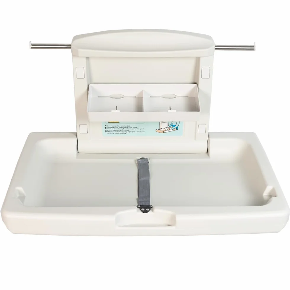Cambiador Bebe Mesa de Cuidado Infantil,Plegable,Para el Hogar y el Comercio,con Cinturón de Seguridad y Compartimento de Almacenamiento,Ahorra Espacio,Seguro y Estable (Blanco)