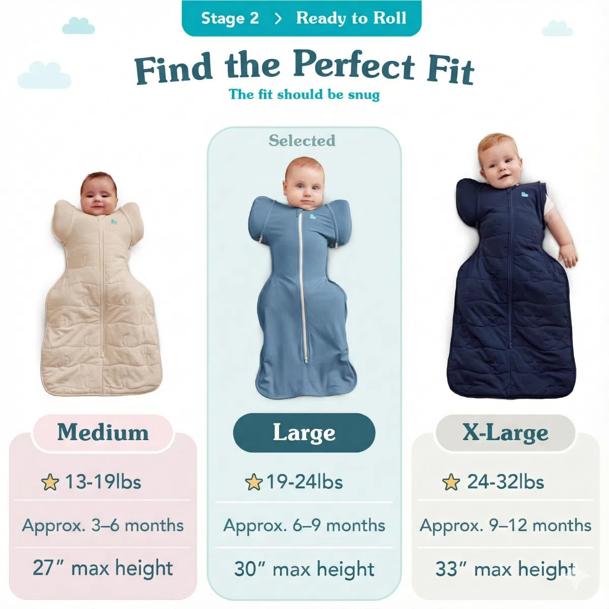 Love to dream - Swaddle UP 50/50 stage 2 grijs large