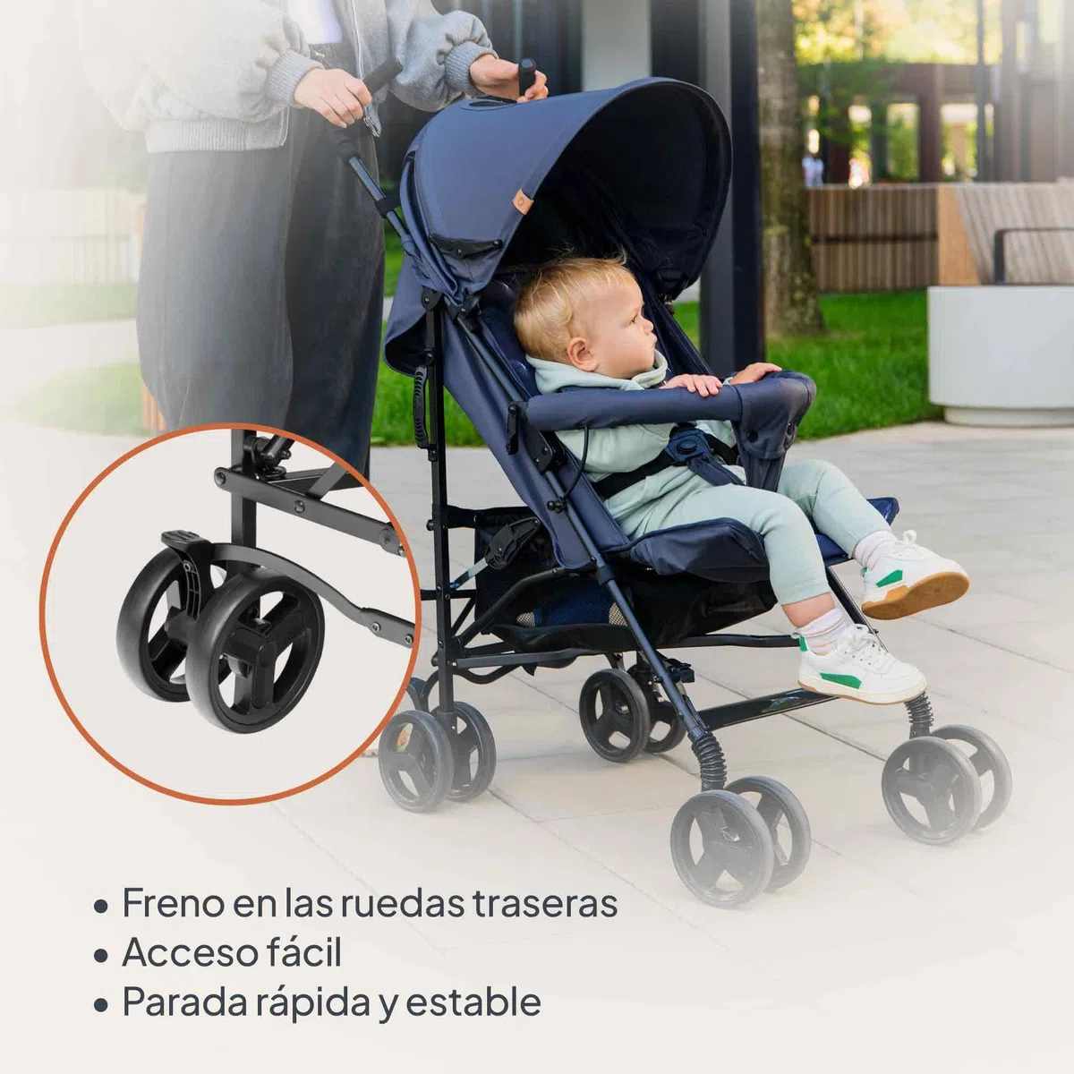 LIONELO Silla de Paseo Ligera Elia para Bebés hasta 15 kg, Carrito de Bebé Plegable con Asiento Reclinable, Capota XXL, de 6 a 36 Meses