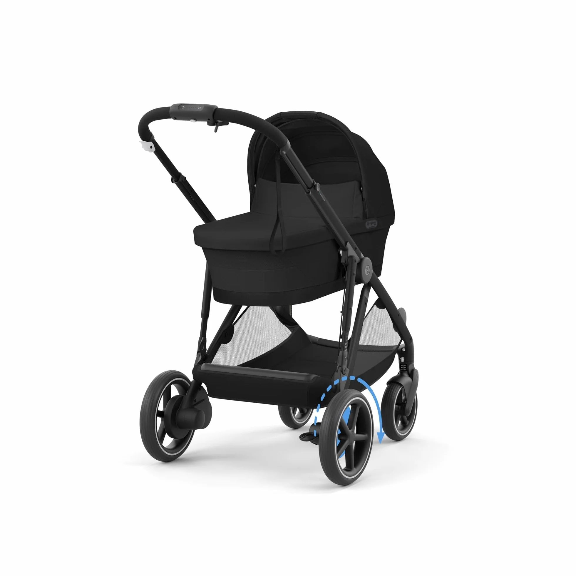 CYBEX Cochecito dorado e-GAZELLE S, máx. 22 kg (modo individual) / 2x 22 kg (modo dúo), sistema todo en 1 con accionamiento eléctrico y 20+ configuraciones, Moon Black