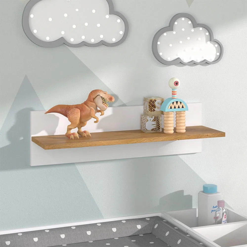 VitaliSpa Estante de Pared para habitación Infantil Malia, Blanco, 70 x 20 cm, para Montaje en Pared con Compartimento Abierto para Libros y decoración