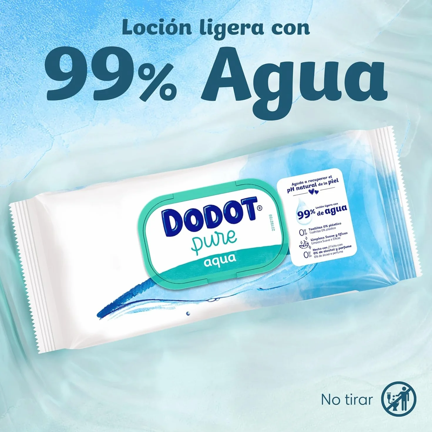Dodot Toallitas Pure Aqua Para Bebé, 864 Unidades, 99% Agua, Sin Plástico