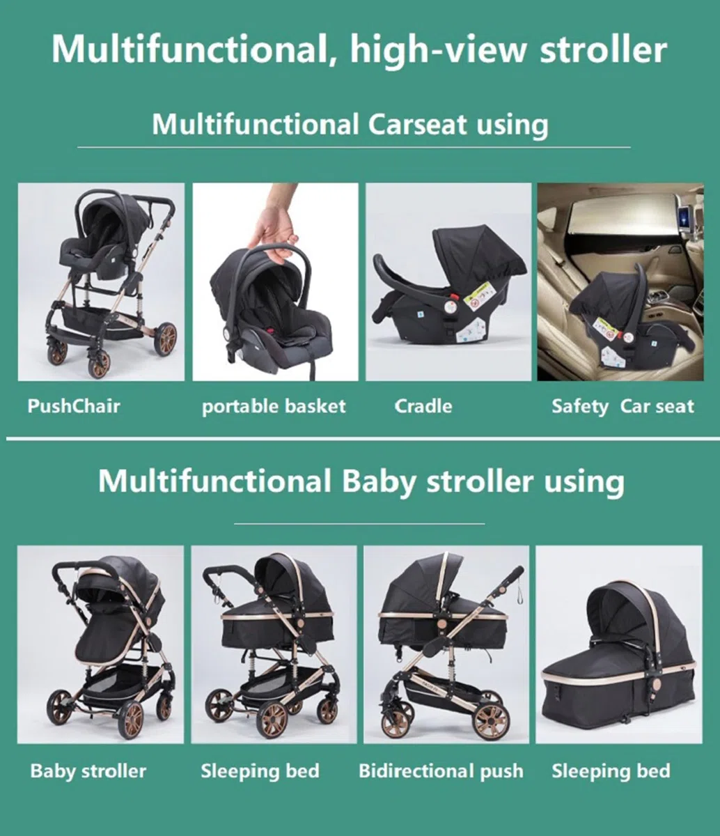 Carrito Bebe 3 en 1, Carrito Bebe con Diseño Portátil Plegable de Un Clic, Carro Bebes 3 Piezas con Empuje Reversible de Dos Vías, Cochecito Tres Piezas con Accesorios (739 Red)