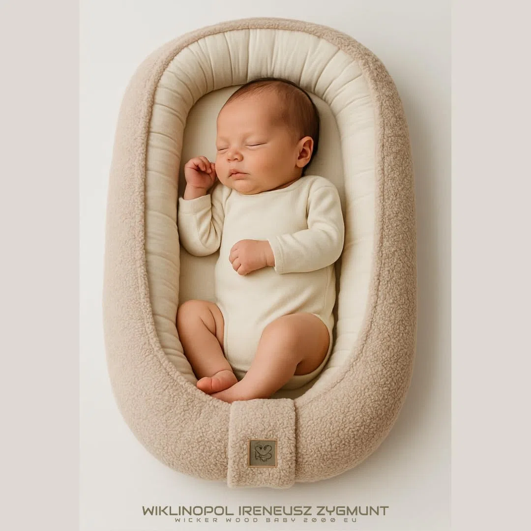 WIKLINOPOL Babynest, nido para recién nacidos – Baby Nest 80x46 cm en Beige, nido portátil de muselina y suave peluche Teddy – nido bebé para recién nacido con colchón extraíble