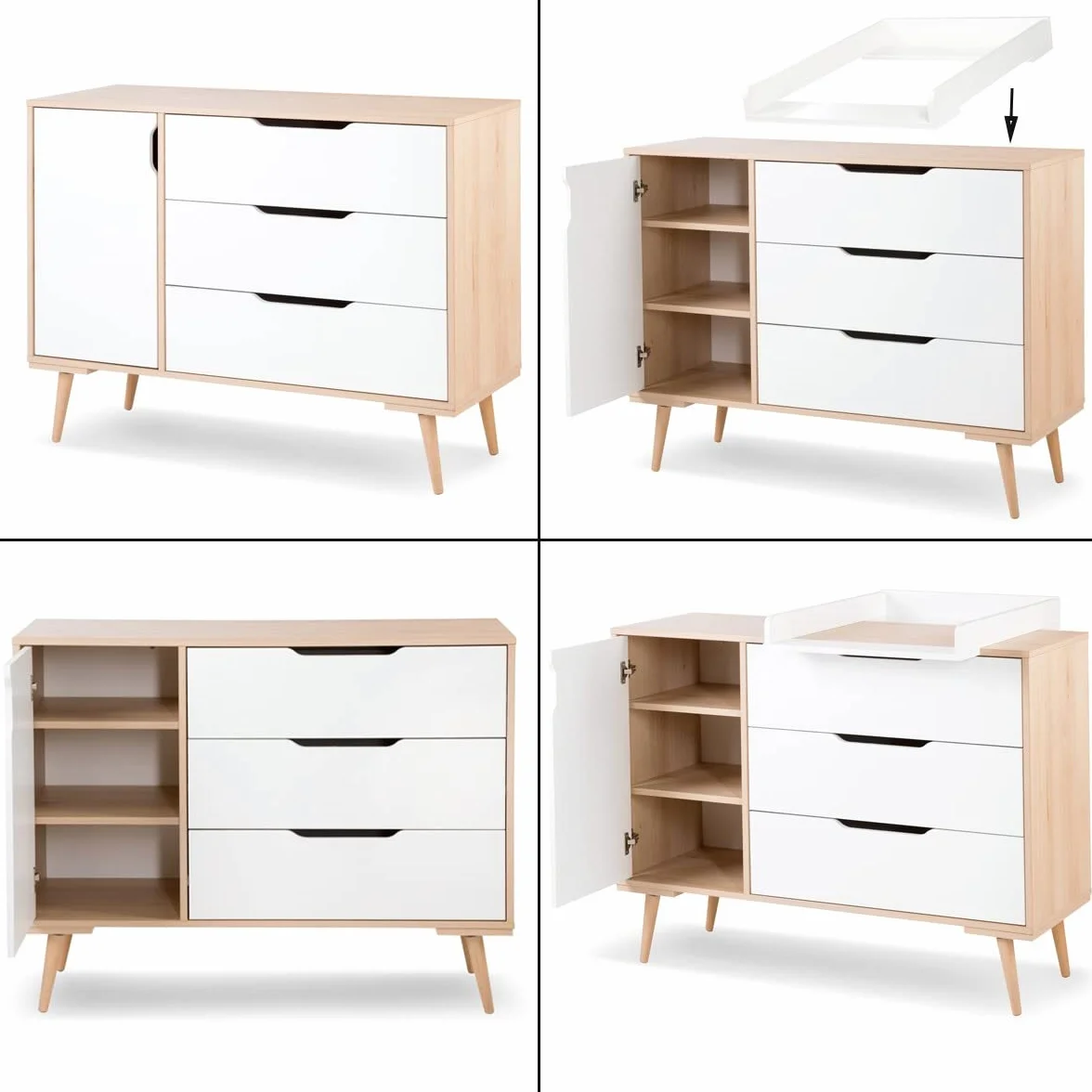 Mi Mobiliario Diseño Sofie Conjunto Cambiador y Cuna Estilo escandinavo 120X60 Blanco