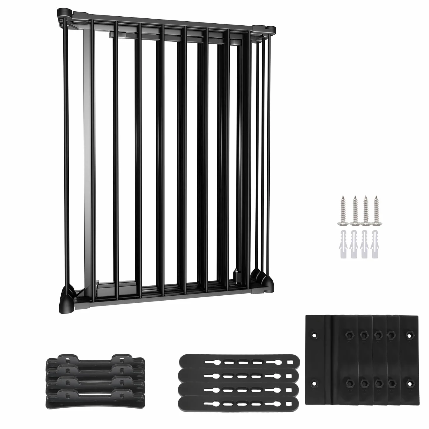 Sonnewelt Barrera Seguridad niños Escalera 310 cm, Valla Seguridad Infantil 5 Piezas, Vallas para Perros, Rejilla de protección para Chimenea, Barrera para niños y Mascotas, Color Negro