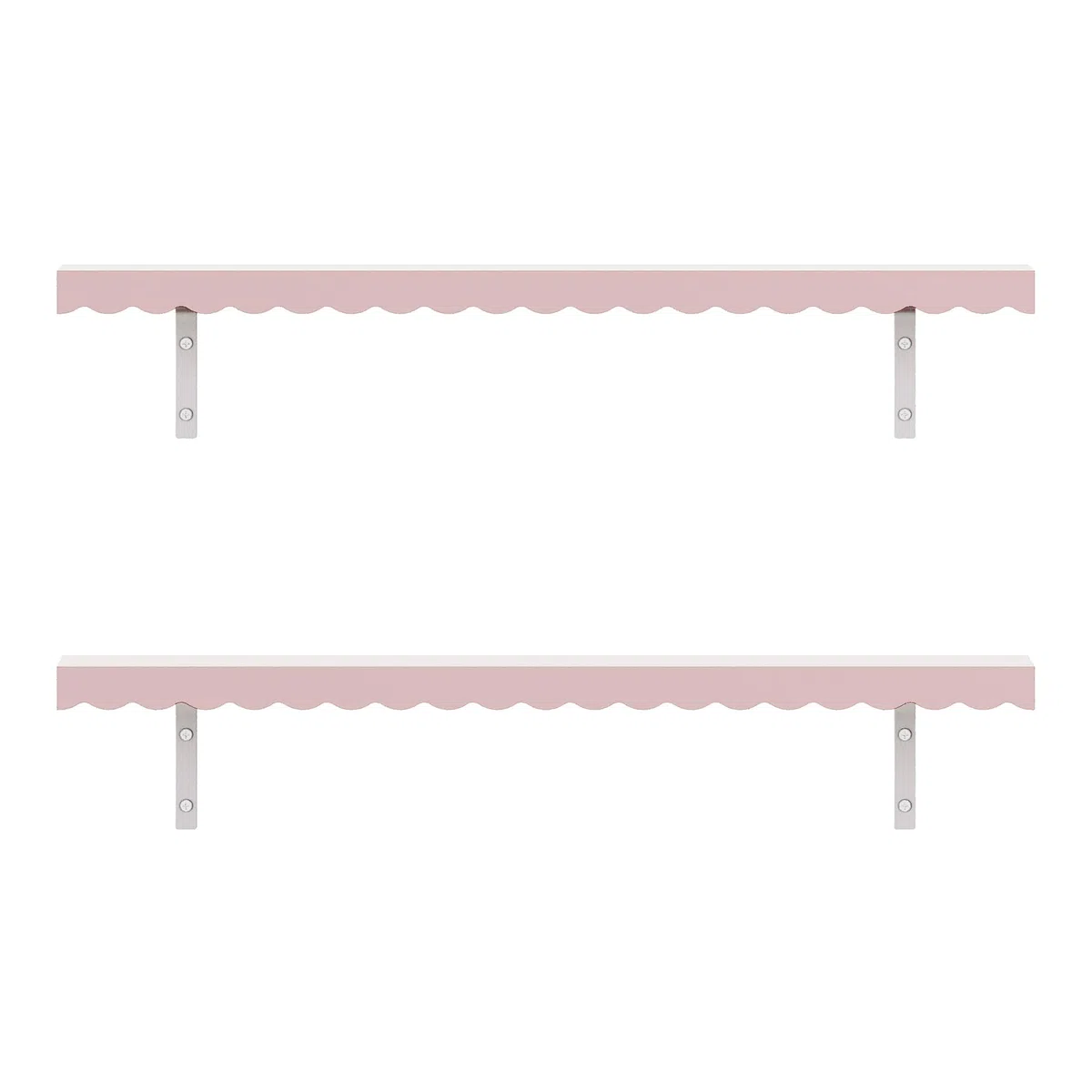 [en.casa] Set de 2 Estantes Flotantes Infantil Vestnes Baldas de Pared con Borde Elevado y Ondulado Librería Dormitorio para Niños Habitación Infantil 80 x 17 x 4 cm Rosa - Algodón de azúcar