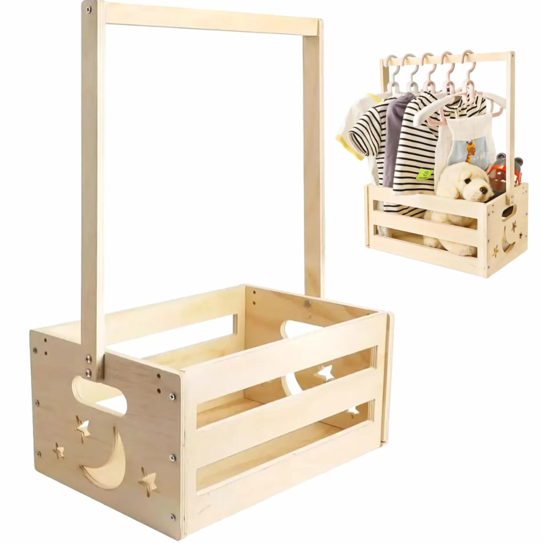 Armario de madera para baby shower, jaula almacenamiento juguetes, cesta ropa estrella niñas recién nacidas