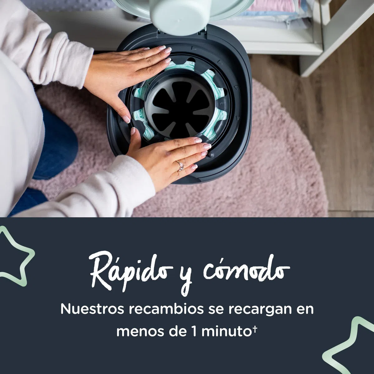 Tommee Tippee Recambios Para Contenedor Para Pañales Avanzado Twist and Click, Película GREENFILM Antibacteriana y Sostenible, Pack de 18
