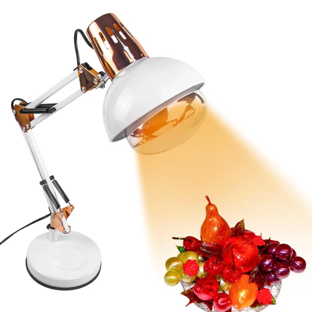 DUEBEL Lámpara de Calor para Alimentos, Calentador de Isomalt y Chocolate para Modelar, Herramienta Profesional para Confiteros, Pasteleros y Chefs (Blanco y Dorado)