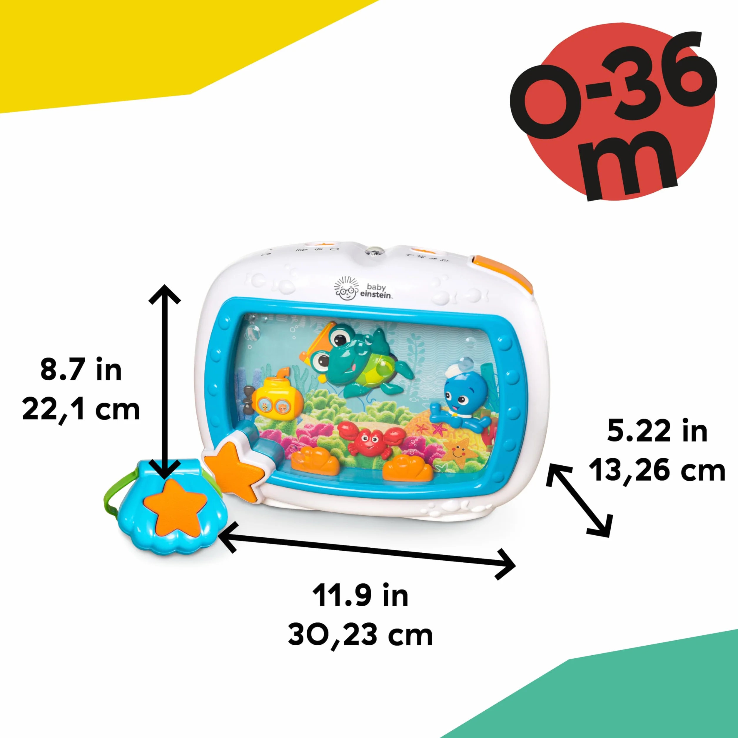 Baby Einstein Sea Dreams Soother Máquina de Ruido Blanco para Bebé con Luces, Música y Sonidos Marinos, Acuario Juguete de Cuna con Control Remoto