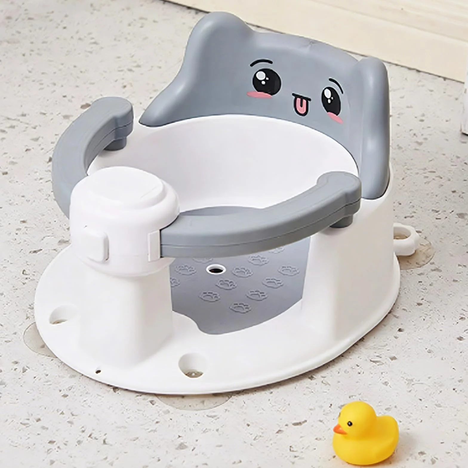 Asiento de Bañera para Bebés con Diseño de Gato, Silla Antideslizante con 4 Ventosas, Asiento Ergonómico y Seguro para Bañera y Ducha