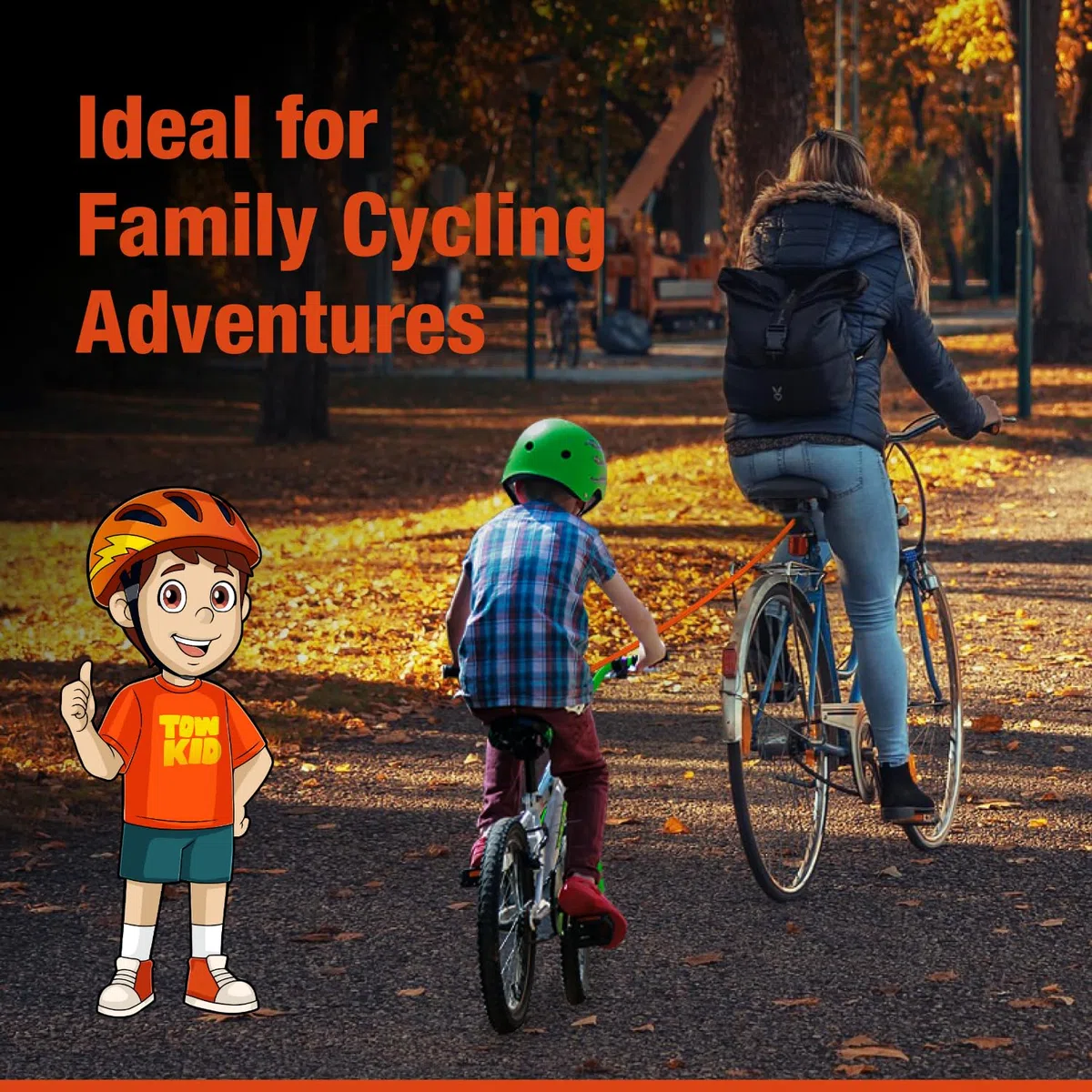 TowKid - Cuerda de Remolque de Bicicleta para niños, Cuerda elástica de 2,5 m