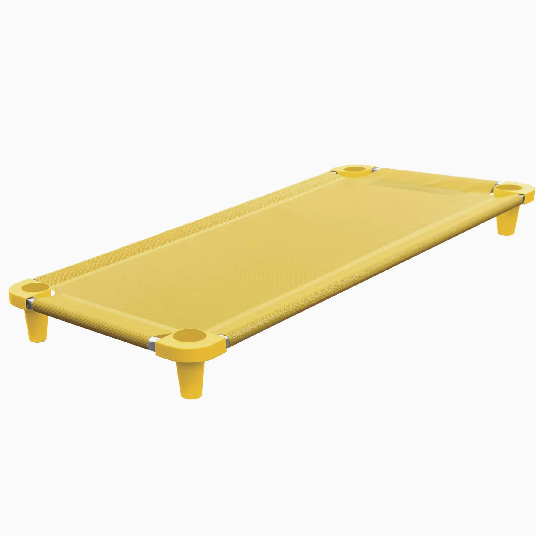Acrimet Cuna para Niños, Cama Portátil para Niños Pequeños, Apilable, 52 Pulgadas de Largo (Tubos de Acero Inoxidable) (Tela de Malla Transpirable Amarillo - Patas Amarillo) (1 Paquete)