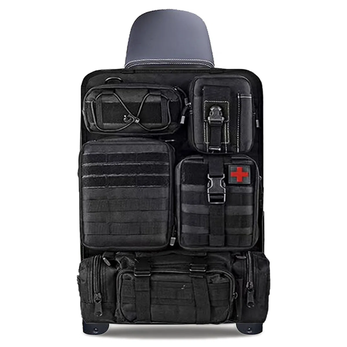 Organizador táctico de asiento de coche con 5 bolsas desmontables, protector de respaldo de coche Oxford 600D, impermeable, organizador táctico para la mayoría de coches, SUV, camionetas