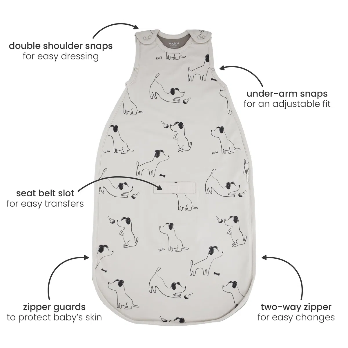 Woolino Saco de Dormir para Niños Pequeños, 4 Estaciones, Lana Merina y Algodón Orgánico, Saco de Dormir para Bebés, 2-4 años