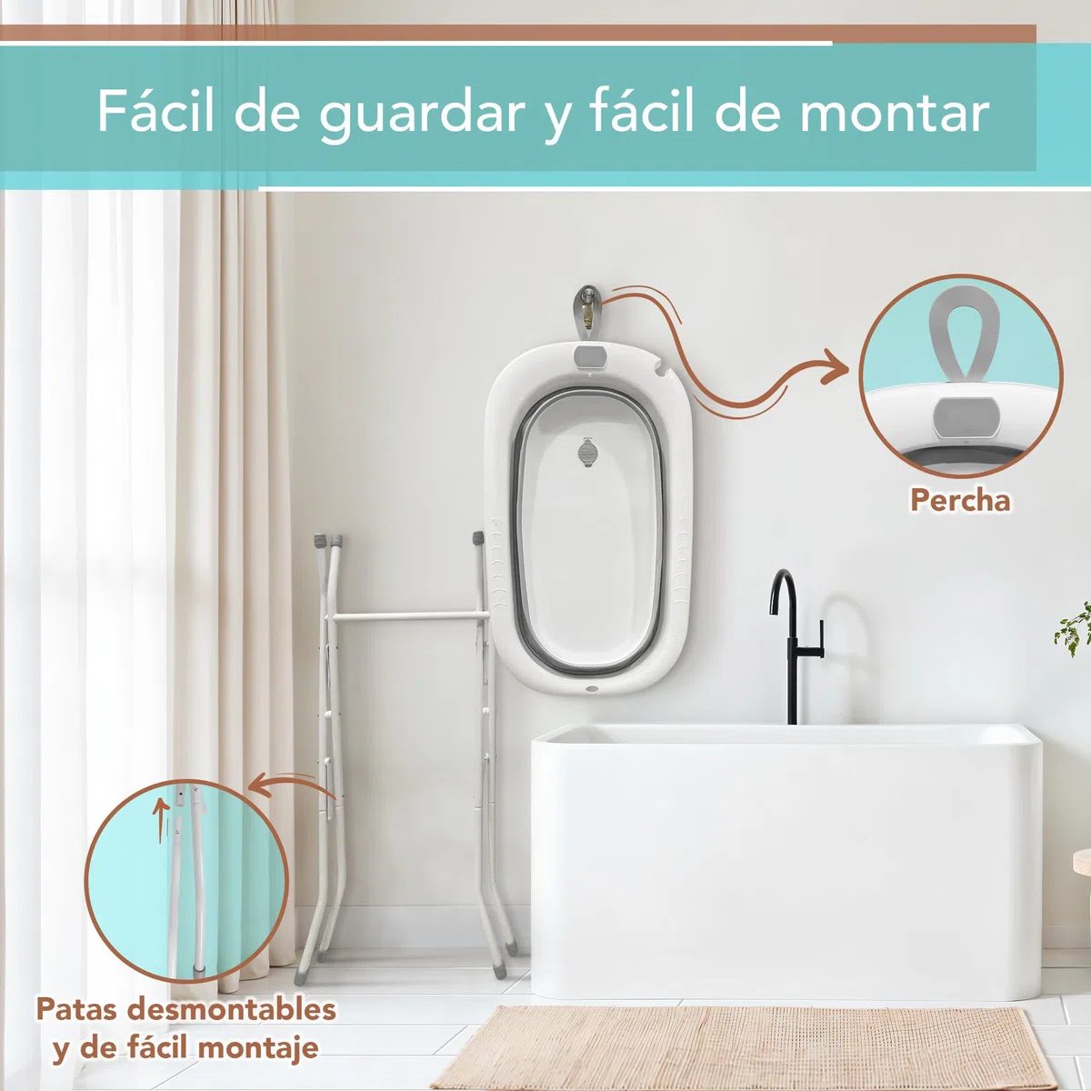 Bañera Bebe con Patas. Bañera Plegable Bebé con Silla Baño portatil Bañeras para Bebes Plegables con Soporte Metalico Antideslizante Tubo de Desagüe y Aclarador para Bebe