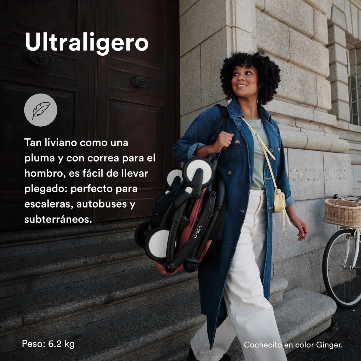 Cochecito Stokke YOYO3 a partir de 6 meses - Incluye chasis negro/cojín de asiento Olive + dosel - Se pliega y despliega en un instante - Ligero y compacto - Compatible con equipaje de mano