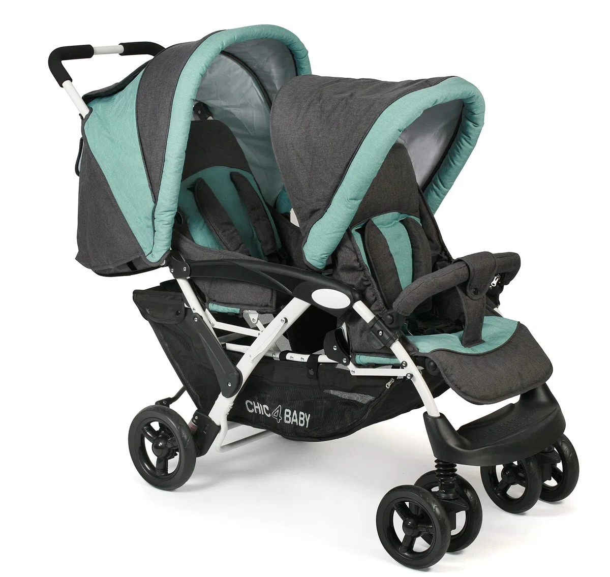 CHIC 4 BABY - Cochecito Doble Con Bolsa de Transporte y Protección Contra la Lluvia, Para Dos Niños, Gemelo, Tándem, de Bebé