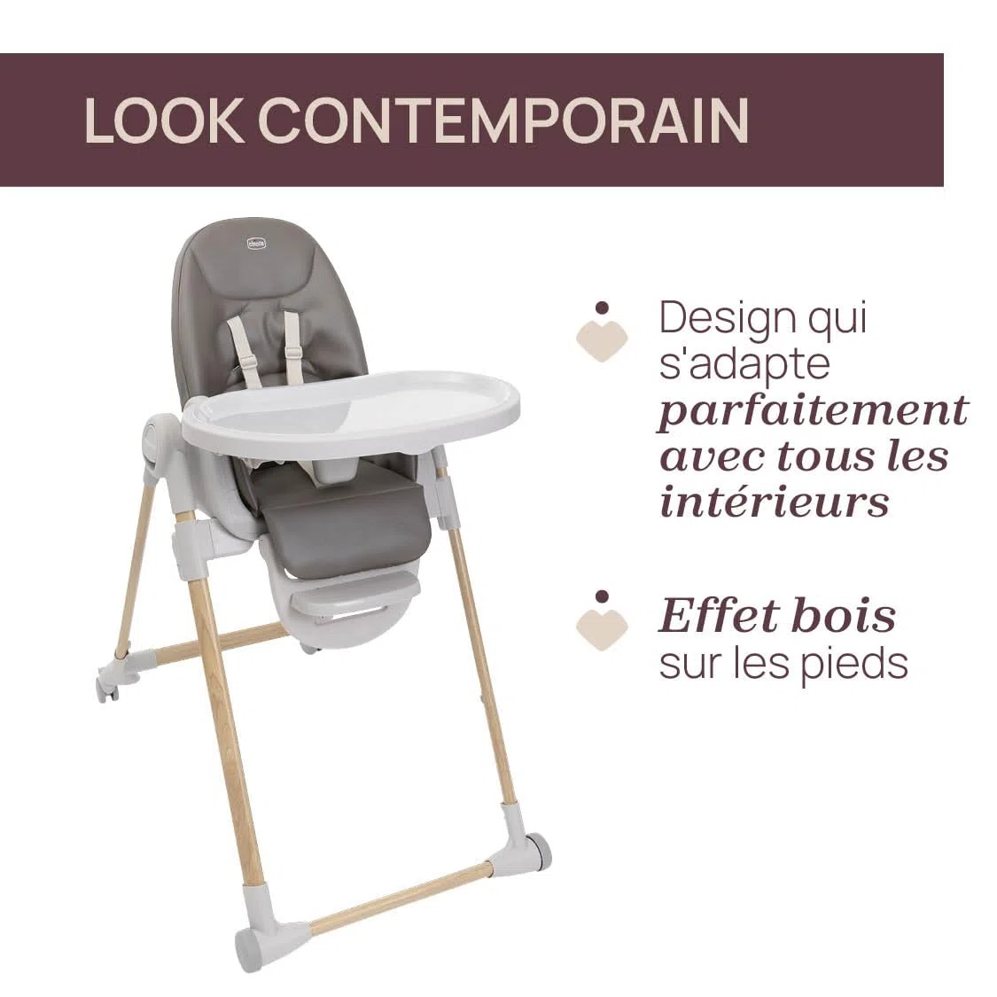 Chicco Polly Armonia Trona Evolutiva para Niños de 0 Meses hasta 40 kg, Trona 3en1, 9 Niveles de altura, 3 Posiciones de reclinado, Reposapiés Regulables, 4 Ruedas, Cierre Compacto, Marron