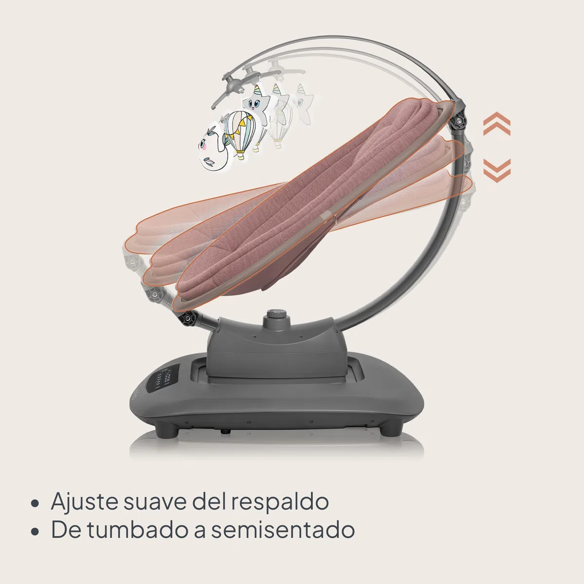 LIONELO BLOSSOM Hamaca bebé eléctrica hasta 9 kg Silla Mecedora para Bebé Respaldo Ajustable Balanceo natural 5 Velocidades Asiento Ergonómico Bluetooth Mando a Distancia, 5 melodías