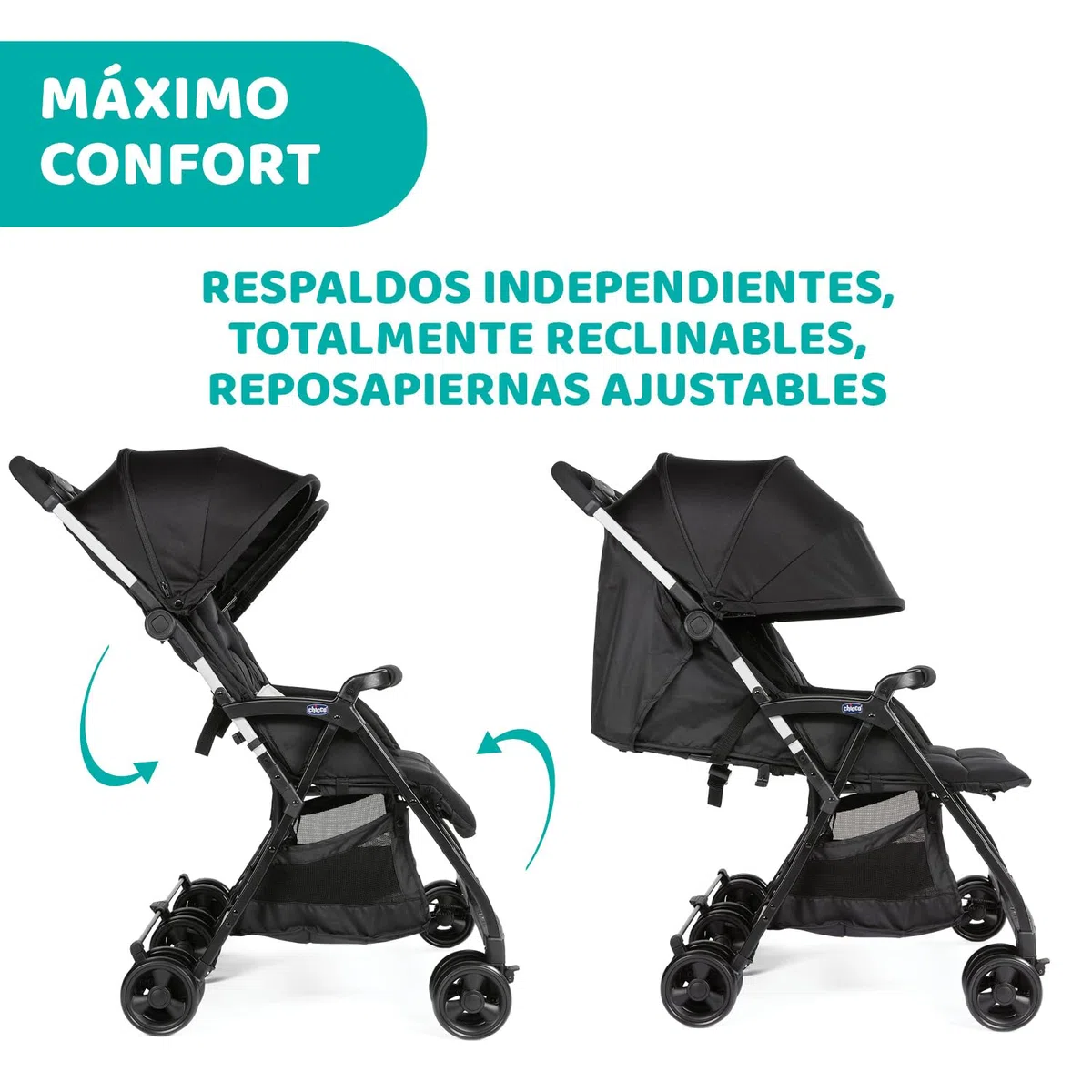 Chicco OHlalà Twin Silla de Paseo Gemelar desde 0 Meses hasta 15 kg para Gemelos y Hermanos, Cochecito Doble Reclinable y Plegable, Ligero, Plegado Compacto, Cubierta Lluvia - Color Negro