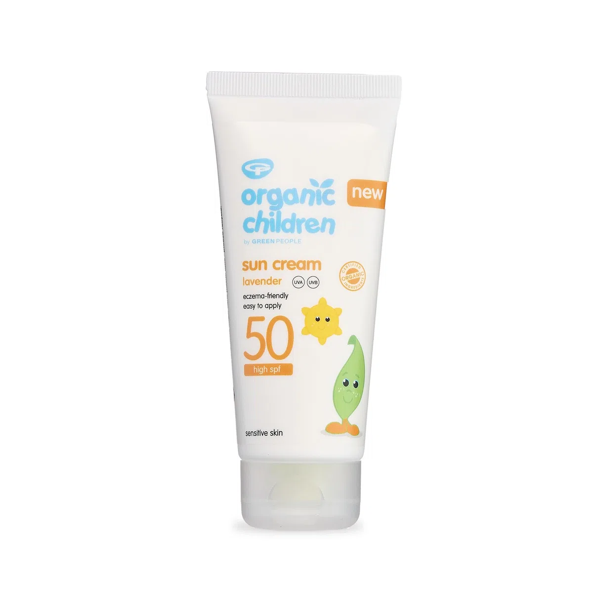 Green People Crema Solar Orgánica para Niños SPF50 Lavanda - Protector Solar Natural y Orgánico para Niños y Bebés de 6+ Meses - Repelente al Agua, Seguro para los Arrecifes, 100ml