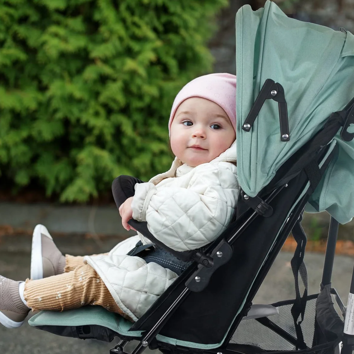 Mobiclinic®, Carrito bebe, Elefant, Marca española, Plegable, Respaldo reclinable, Doble sistema de seguridad, Ruedas extraíbles, Arnés ajustable 5 puntos, Silla paseo ligera, Verde y negra