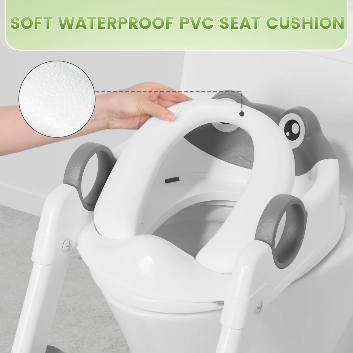 COOSEYA Frog Reductor WC Niños, Baby Plegable Baño Adaptador Wc Niños, Ajustable Entrenamiento Escalera Mejorado 2 en 1, Alfombrilla Impermeable y Escalón Antideslizante