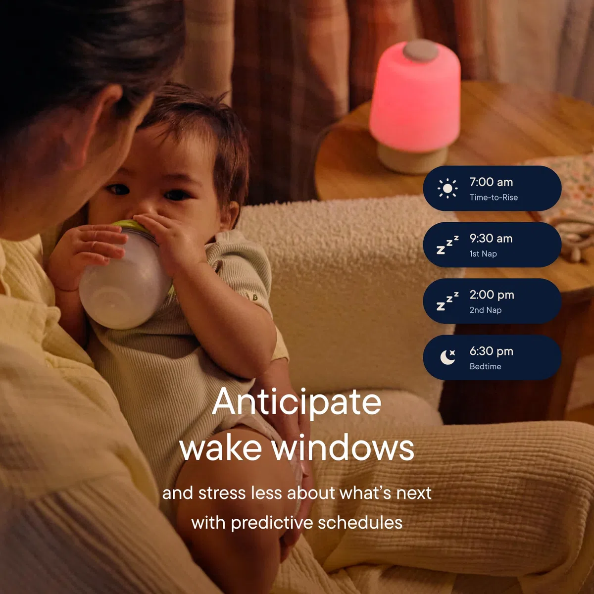 Hatch Baby Soporte para dormir, máquina de sonido, luz nocturna | Registry Essential, constructor de rutinas, reloj despertador de tiempo de aumento, ruido blanco, historias de guardería, dormitorio