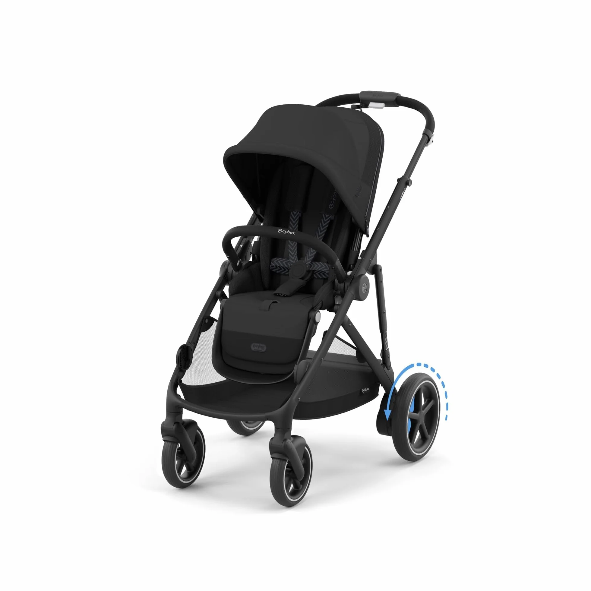 CYBEX Cochecito dorado e-GAZELLE S, máx. 22 kg (modo individual) / 2x 22 kg (modo dúo), sistema todo en 1 con accionamiento eléctrico y 20+ configuraciones, Moon Black