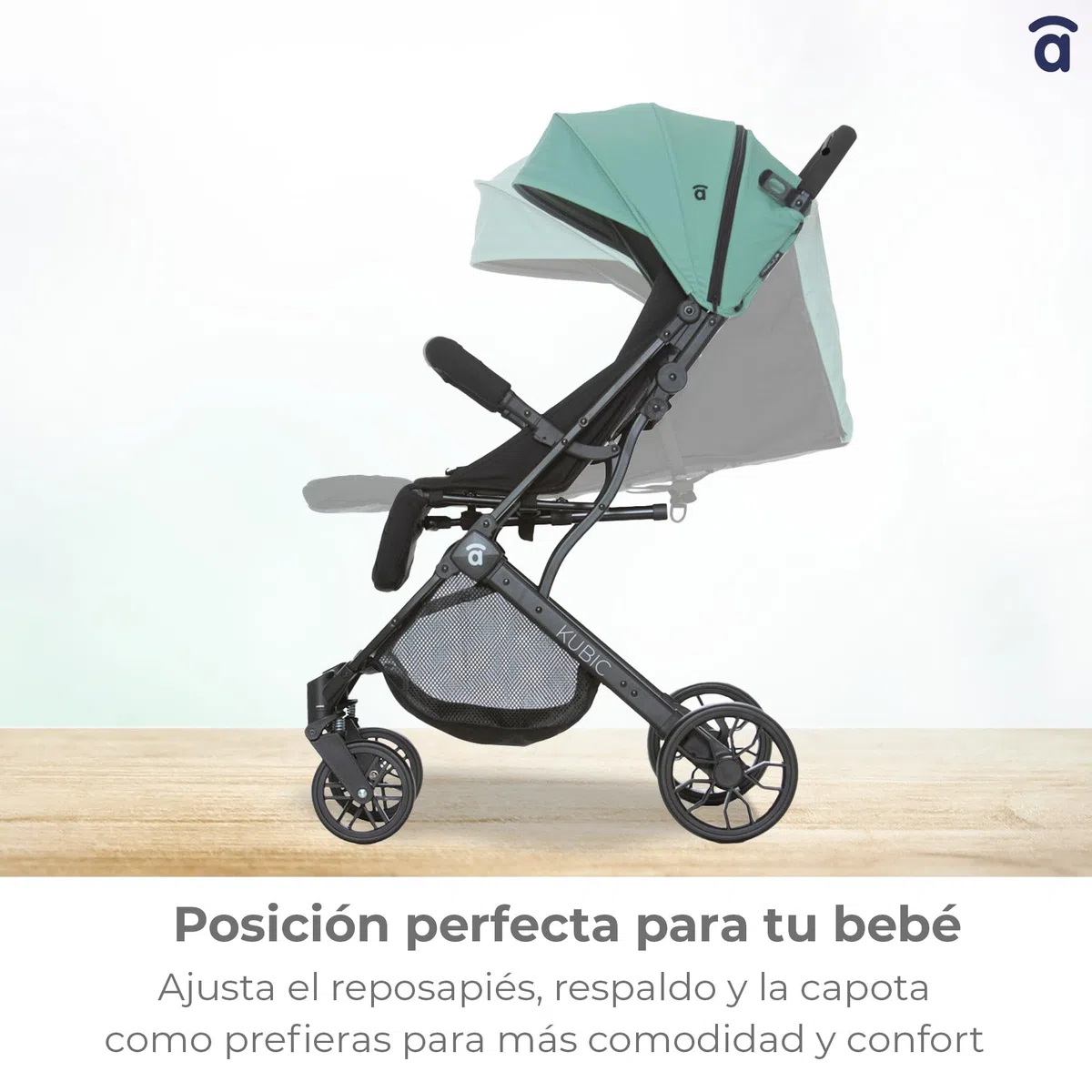 Asalvo KUBIC 2 Silla de paseo, Carrito Bebé, Ligera, Compacta, Plegado con una Mano, Ruedas Grandes, Amortiguación, Reclinable, Apta Cabina, SPF50+, Asa Trolley, Carga máxima 23 kg, Negro