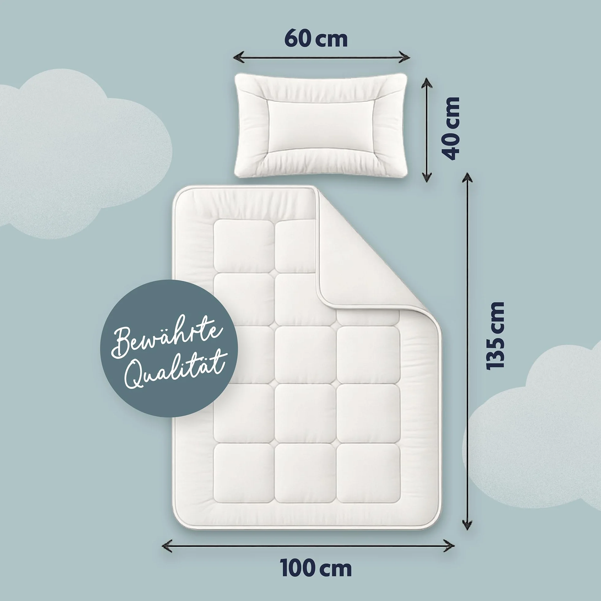 Julius Zöllner 4133130000 - Juego de edredón y almohada para cama infantil (100 x 135 cm y 40 x 60 cm)