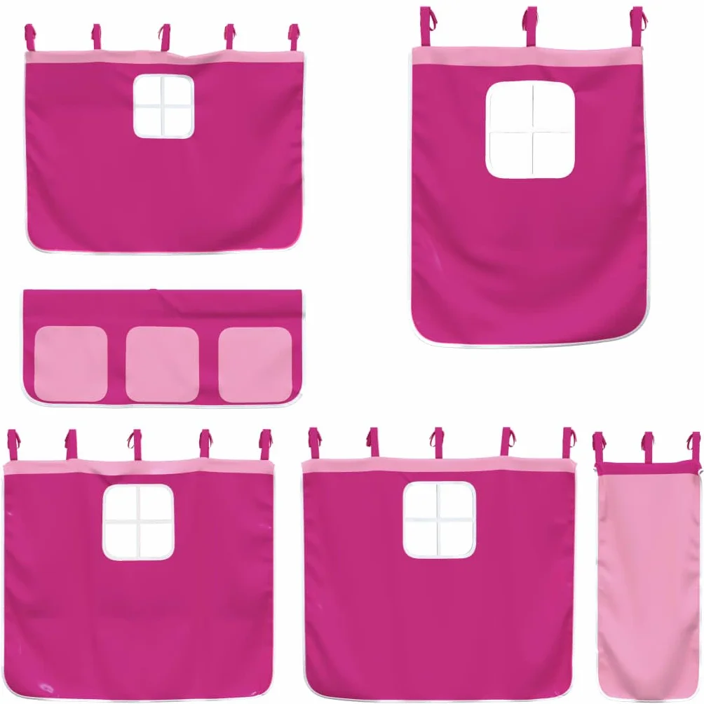 vidaXL Cortinas para Cama Alta, Cortinas para Litera con Bolsillos, Cortinas para Niños, Decoraciones para Dormitorio, Poliéster Rosa