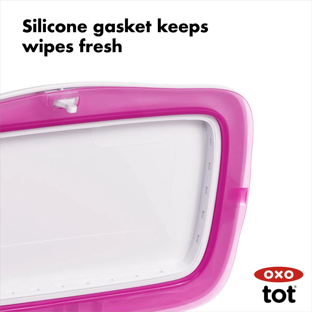 OXO Tot Dispensador de toallitas para Tirar, plástico, Silicona, Color Rosa