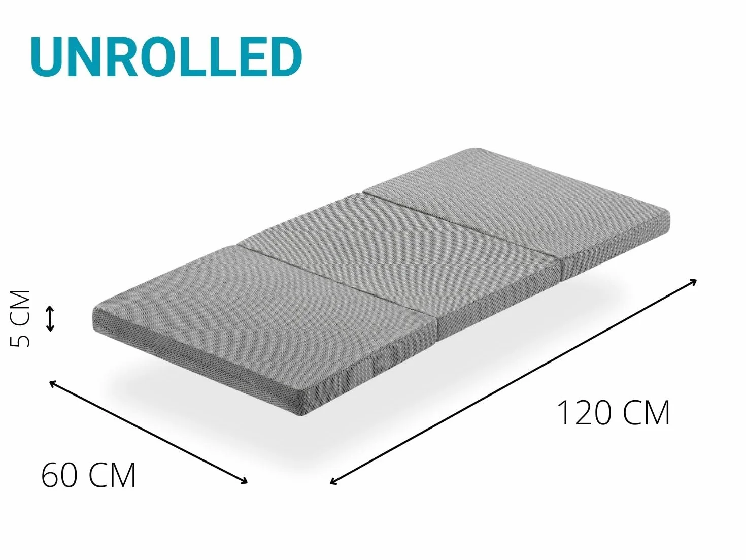 DREAMDI Lot 2X Colchón de Cuna de Viaje 120 X 60 cm – Plegable en 3 Piezas – Núcleo de Espuma HR 5 cm Gris