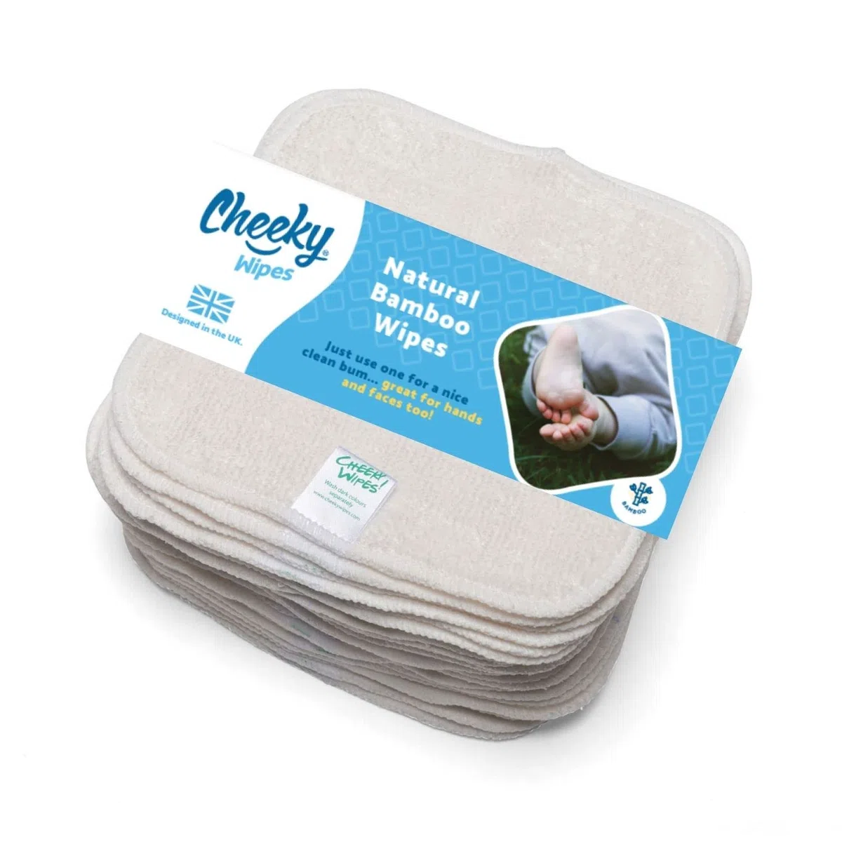 Cheeky Wipes - 25 toallitas de rizo de bambú lavables, 15 x 15 cm, reutilizables, perfectas para manos y cara del bebé, absorbentes, suaves y antibacterianas