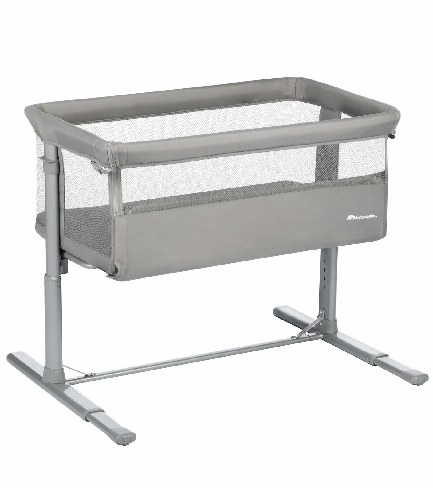 Bebeconfort Zina Colecho Bebé y Cuna Independiente Desde el Nacimiento hasta los 6 Meses (de 0 a 9 kg), Cuna Bebé Plegable, 5 Posiciones de Altura Ajustables, Colchón Reclinable, Mineral Grey