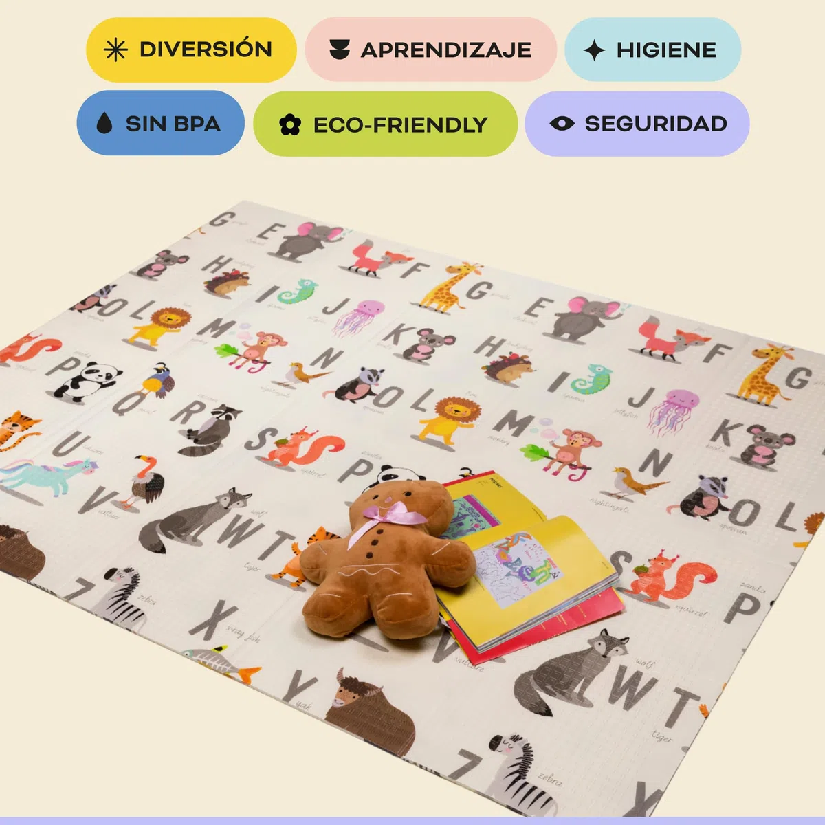 Alfombra Bebe Acolchada Plegable 150x180x1cm – Tapete Actividades Impermeable Reversible – Gimnasio Infantil – Manta Juegos y Regalo Ideal – Parque Infantil Bebé – Tapete Bebé – Colchoneta Suelo