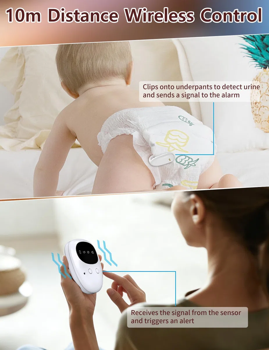 Alarma de Enuresis Inalámbrica para Niños y Niñas, Recargable USB-C, 3 Modos de Alerta, Diseño Compacto para Entrenamiento de Orinal Nocturno