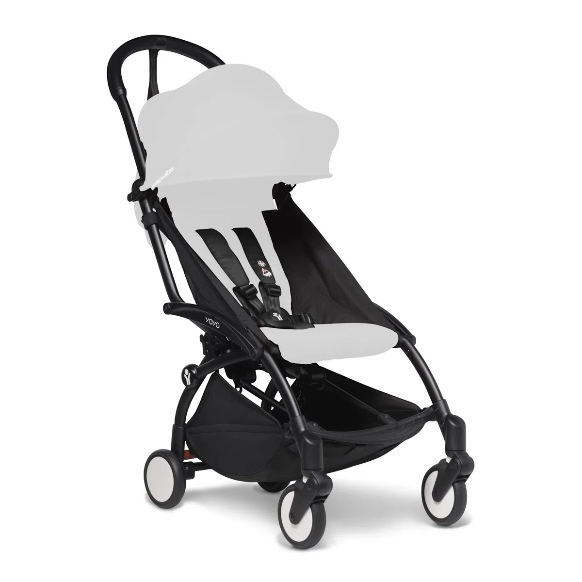 BABYZEN YOYO2 Chasis de cochecito, Negro - Set de textiles no incluidos - Viene con arnés de 5 puntos, respaldo reclinable, extensiones de capota, correa para llevar al hombro y bolsa protectora