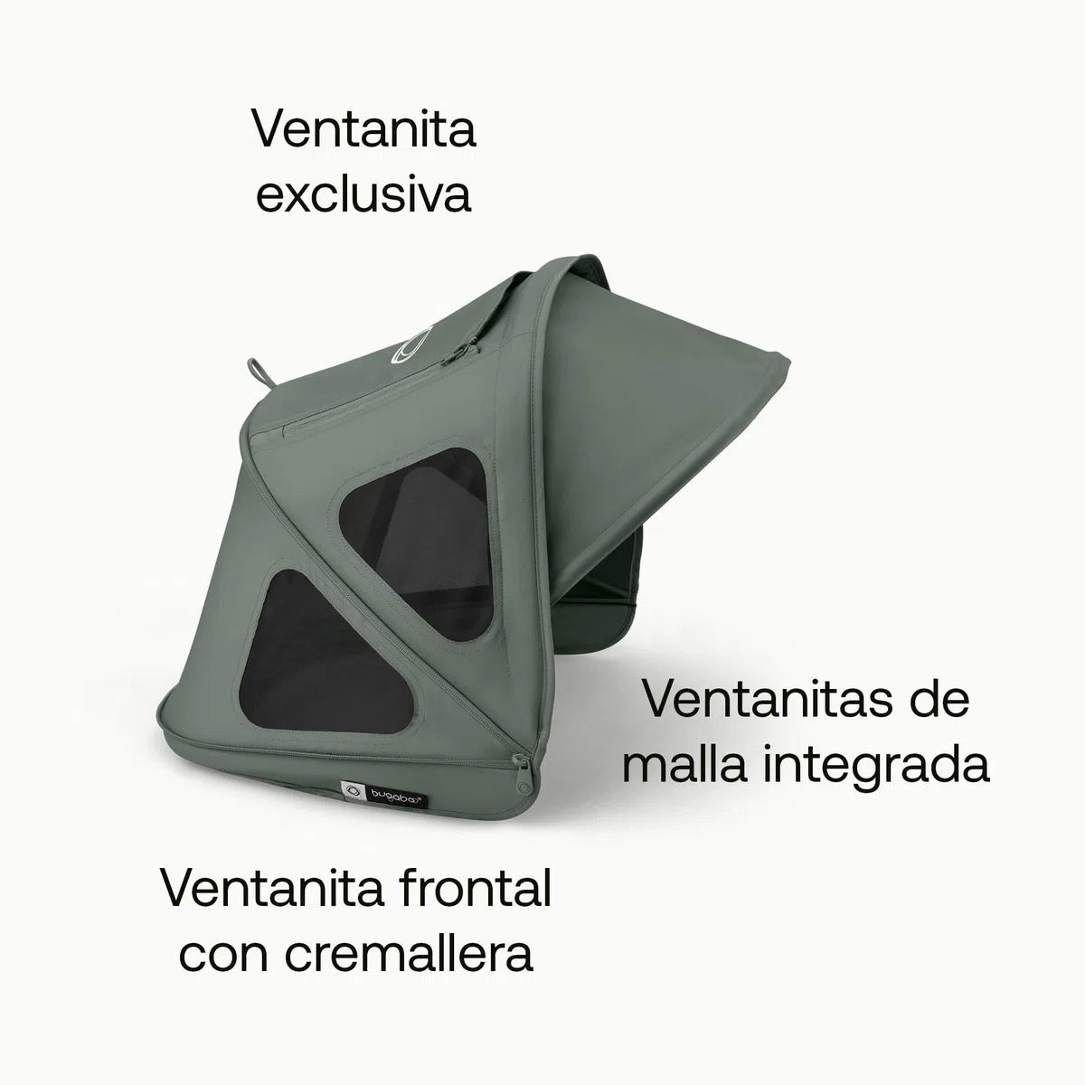 Bugaboo Capota ventilada Dragonfly, extensible para una protección adicional y una protección solar óptima, repelente al agua, Forest Green