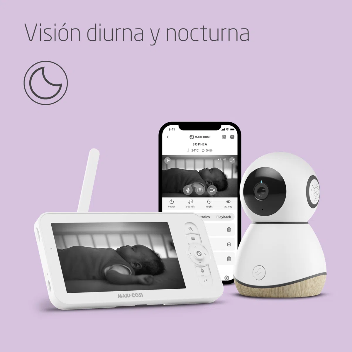 Maxi-Cosi See Pro, Vigilabebés con Cámara Inteligente, Traductor de Llanto, Baby Monitor, Detección Automática de Movimiento, Vídeo Ultra HD (2K), Pantalla de 5", parte de Maxi-Cosi Connected Home