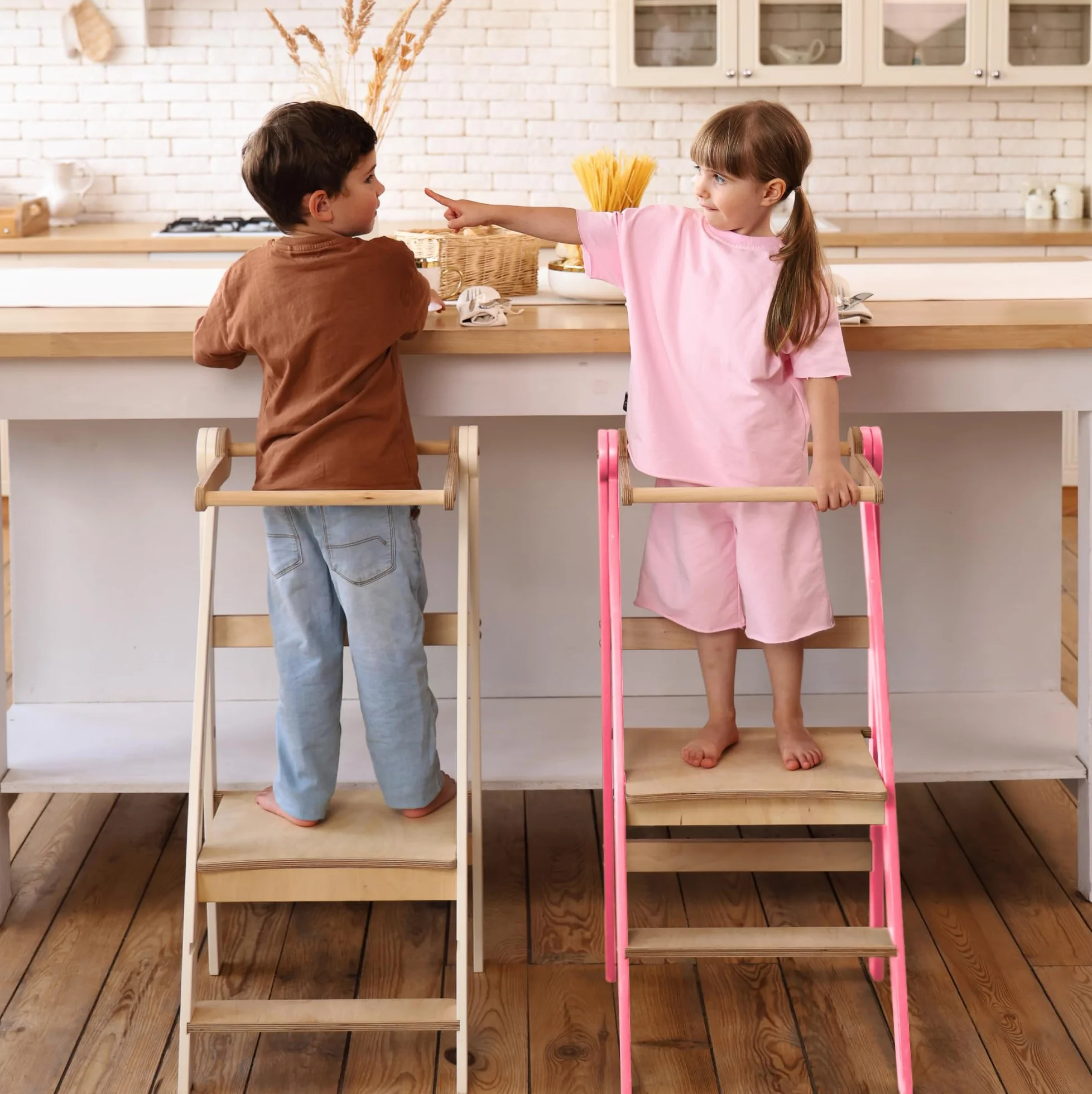 Montessori Escalera de madera plegable para niños con protección de inclinación